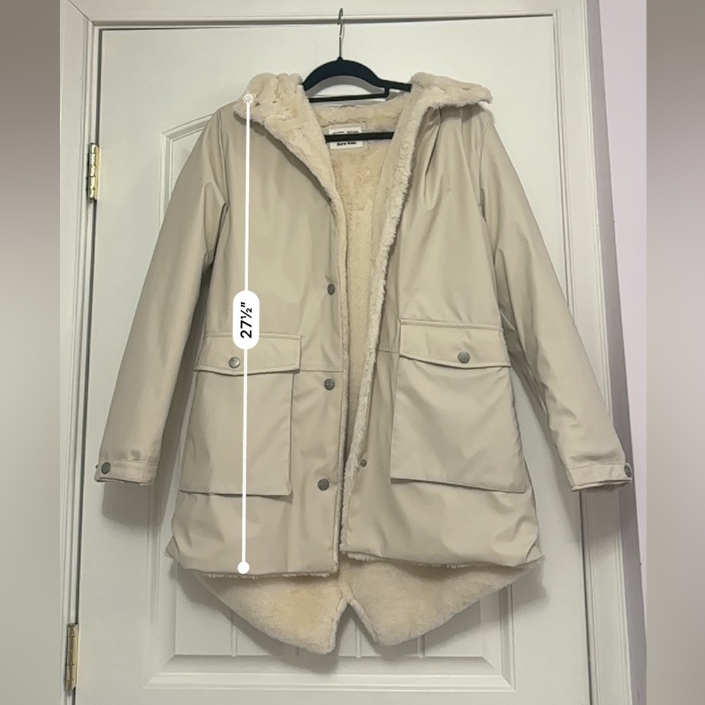ZARA KIDS size 13/14 off white jacket with faux fur lining